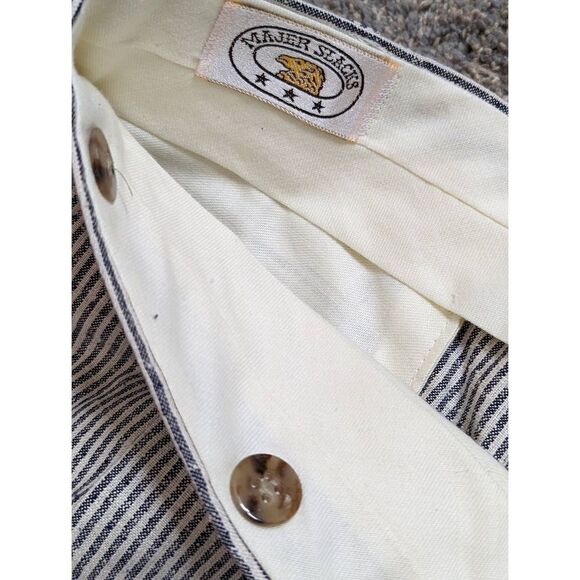 Majer Slacks Men's Blue & White Striped Mid-Rise Pants Size 40 - Picture 3 of 4